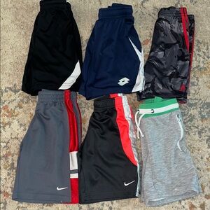 Nike, Adidas, Cat & Jack Athletic Kids Black and Gray Shorts 6 Pair Set sz 6/ 7